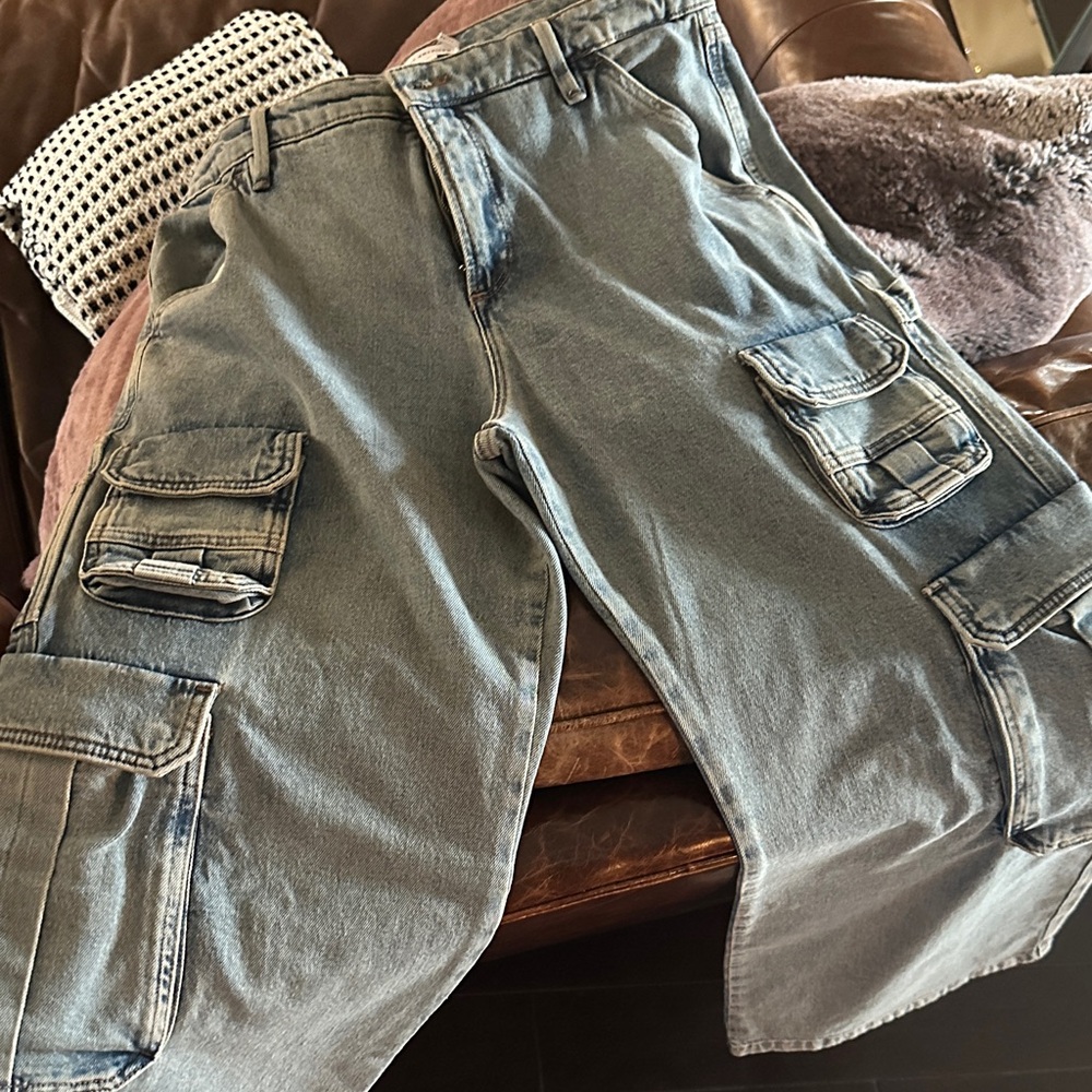Good American Blue Cargo Pants